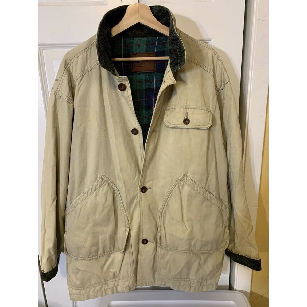 Vtg‎ Aberdeen chore barn field jacket men’s Sz XXL plaid lining corduroy collar